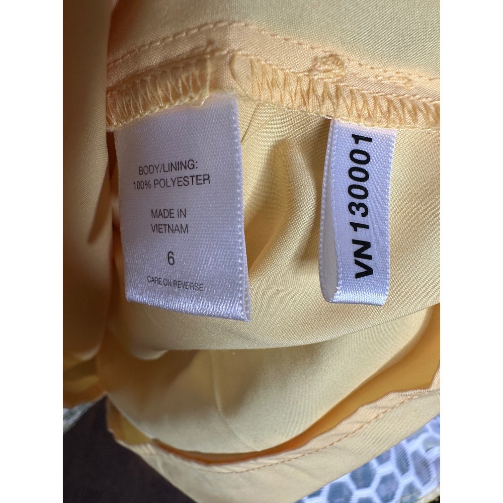New York & Company Yellow Geometric Honeycomb Mesh Fit Flare Dress Sz 6 VN130001 - Picture 7 of 12